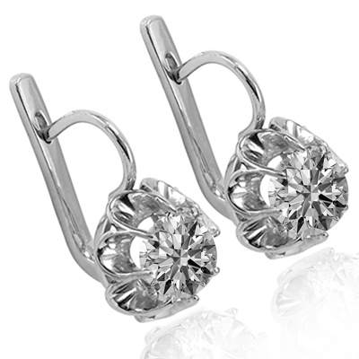 Russian Style Lab Grown Diamond Earrings 14k Gold #E1759  6.00 cwt.