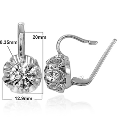 Russian Style Lab Grown Diamond Earrings 14k Gold #E1759  6.00 cwt.