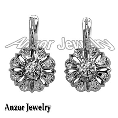 Russian Style Lab Grown Diamond Earrings 14k Gold F VS1 #E1763