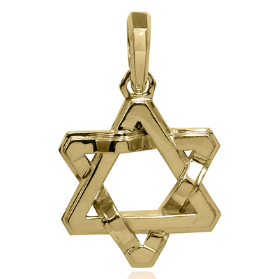 14k Solid Yellow Gold Jewish Star of David Pendant
