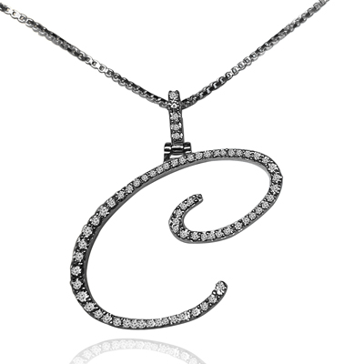 Diamond "C" Initial Pendant Necklace in 14K #P988