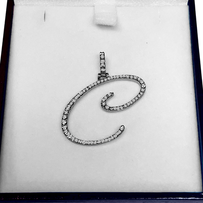 Diamond "C" Initial Pendant Necklace in 14K #P988