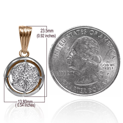 14k Gold Genuine Diamond Russian style Pendant TARELKA #P987
