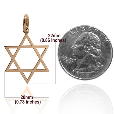 14k rose Gold Jewish Star of David Pendant 22mm #P986