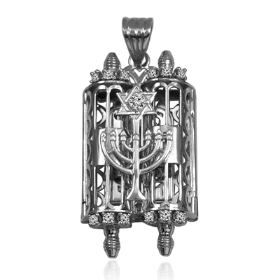 14k Gold Diamond Torah Star David Jewish Mogen Pendant #P980