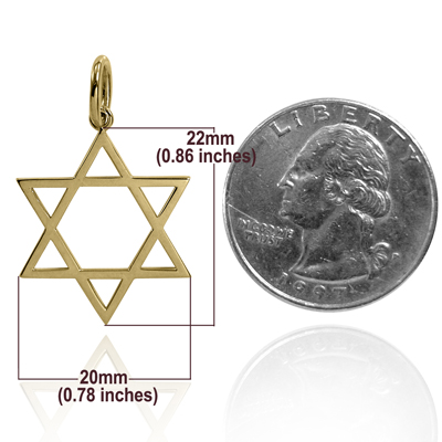 14k Gold Jewish Star of David Pendant P978