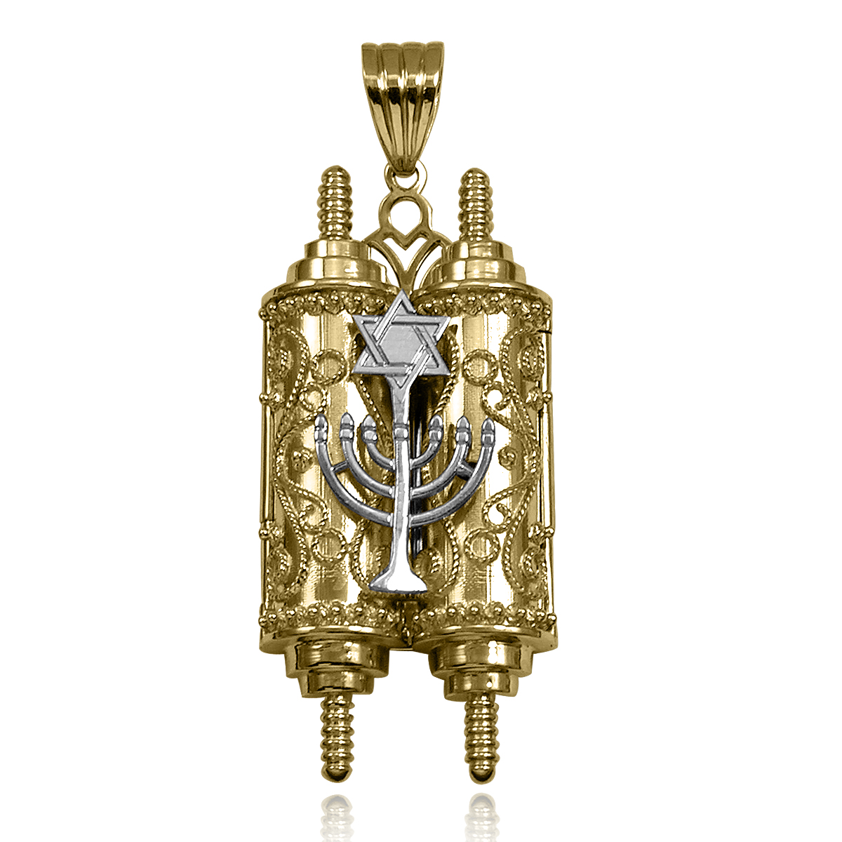14k Gold Torah Star of David Jewish Mogen Pendant #P975