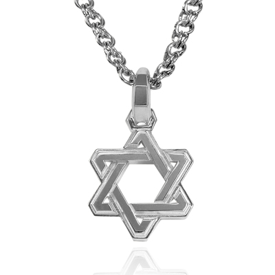 14k White Gold Jewish Star of David Pendant 14k #P973