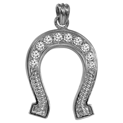 14k Gold gold Horse Shoe Diamond Pendant #p971