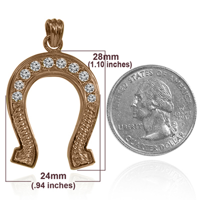 14k solid Gold Horse Shoe Diamond Pendant #P970