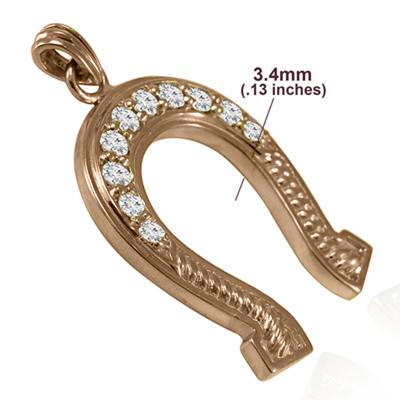 14k solid Gold Horse Shoe Diamond Pendant #P970