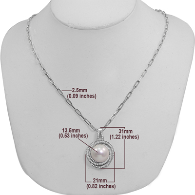 14k White Gold Freshwater Pearls Diamond Pendant #P963