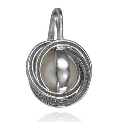 14k White Gold Freshwater Pearls Diamond Pendant #P963