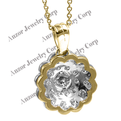 Russian Style Diamond Necklace and Pendant 585 14k  #P962