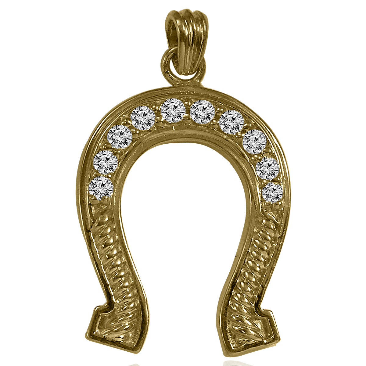 14k solid Gold Horse Shoe Diamond Pendant #P959