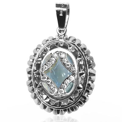 14k Gold Moon Stone and Diamond Pendant #P951