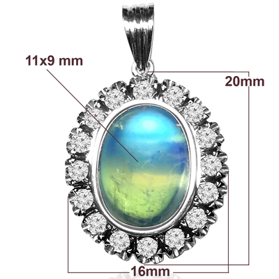 14k Gold Moon Stone and Diamond Pendant #P951