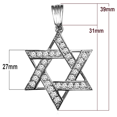 Diamond Star of David Pendant in 14K Solid Gold #P950