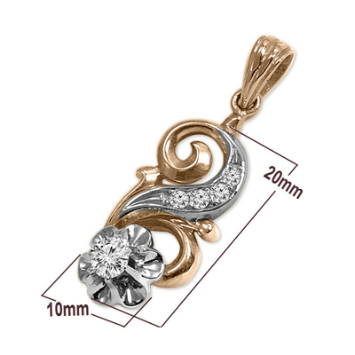 Russian Style Diamond Pendant in 14k gold 585 #P948