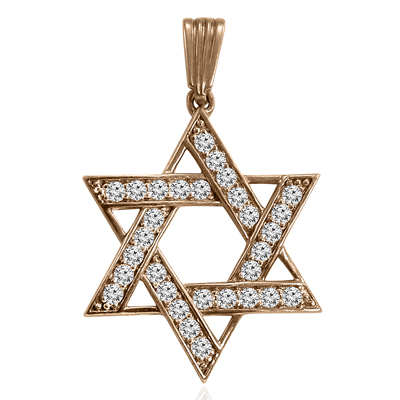 Diamond Star of David Pendant  in 14K Rose Gold #P946