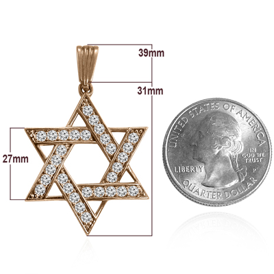 Diamond Star of David Pendant  in 14K Rose Gold #P946