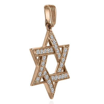 Diamond Star of David Pendant  in 14K Rose Gold #P946
