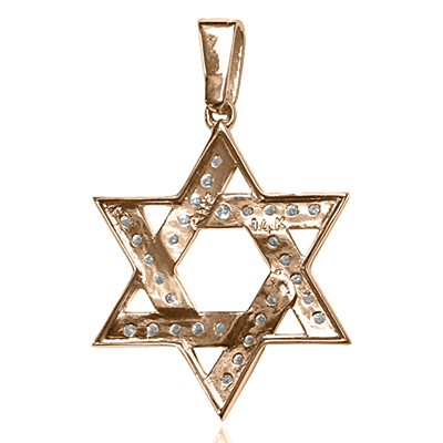 Diamond Star of David Pendant  in 14K Rose Gold #P946