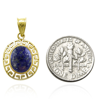 14k Solid Gold Blue Lapis Charm #P945