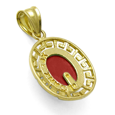 14k Solid Yellow Gold  Red Carnelian Oval Charm #P944