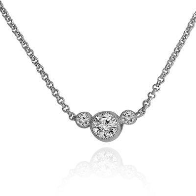 14k Gold Three Stone Diamonds Pendant #P942