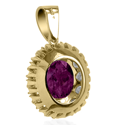 14K Rhodolite Garnet Lab Grown Diamond Pendant #P1000