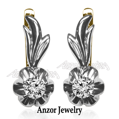 Russian Style Diamond Earrings 14k gold #E1775