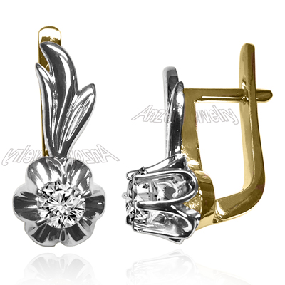 Russian Style Diamond Earrings 14k gold #E1775