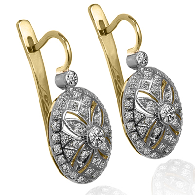 Russian Style Lab Grown E- VS1 Diamond Earrings 14k Gold #E1777 Russian Style Lab Grown E- VS1 Diamond Earrings 14k Gold #E1777