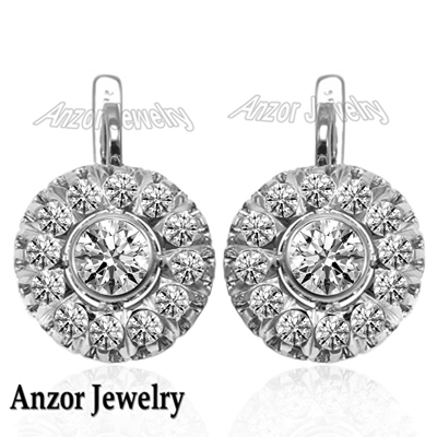 Russian Style Lab Grown Diamond Earrings14K Gold #E1780 Russian Style Lab Grown Diamond Earrings14K Gold #E1780