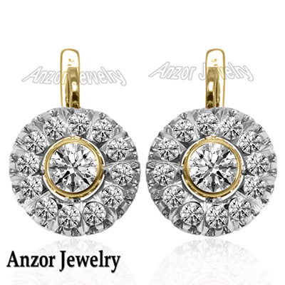 Russian Style Lab Grown Diamond Earrings14K Gold #E1781 Russian Style Lab Grown Diamond Earrings14K Gold #E1781