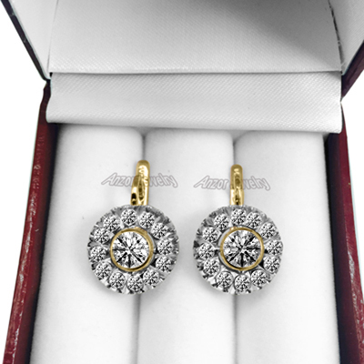 Russian Style Lab Grown Diamond Earrings14K Gold #E1781 Russian Style Lab Grown Diamond Earrings14K Gold #E1781