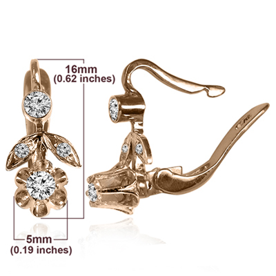 14k Gold Genuine Diamond Russian Style Earrings #E1782