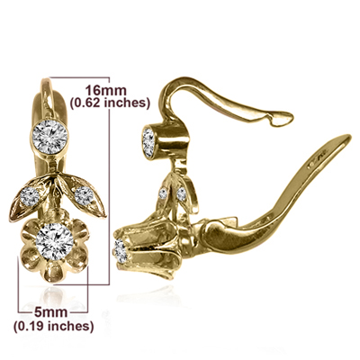14k Gold Genuine Diamond Russian Style Earrings #E1784