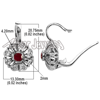 Russian Style Diamod & Ruby Earrings 14k Gold 585