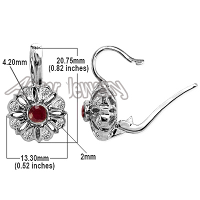 Russian Style Lab Grown Diamond Ruby Earrings 14k