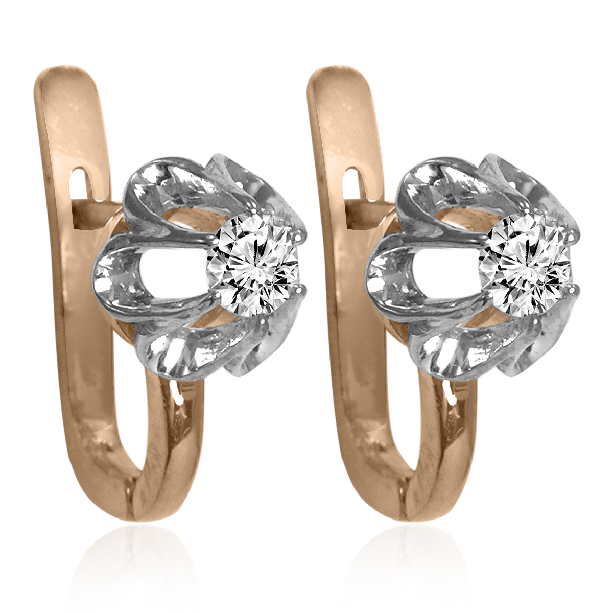 14k Gold Russian Style Lab Grown Diamond Earrings