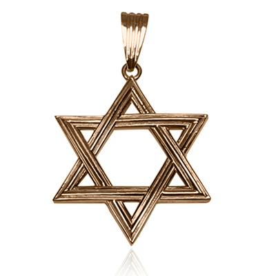14k  Gold Jewish Star of David Pendant 28.7mm