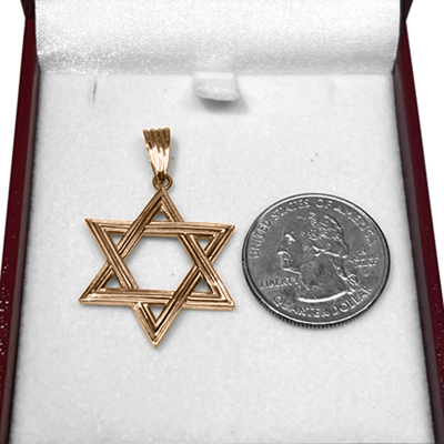 14k  Gold Jewish Star of David Pendant 28.7mm