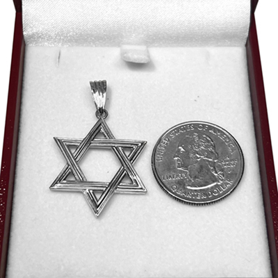 14k  Gold Jewish Star of David Pendant 28.7mm