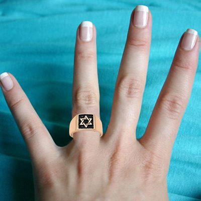 Star of David Men's Ring in 14k Gold