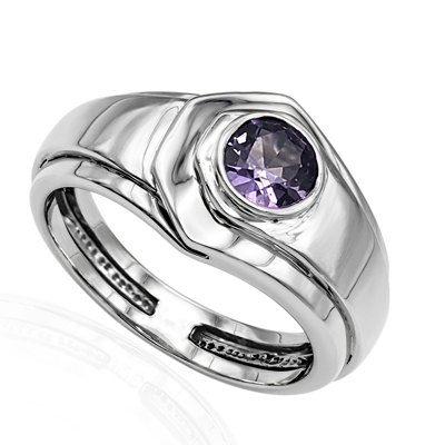 Men's Created Alexandrite Ring in Silver 925