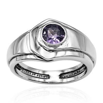 Men's Created Alexandrite Ring in 14K Gold