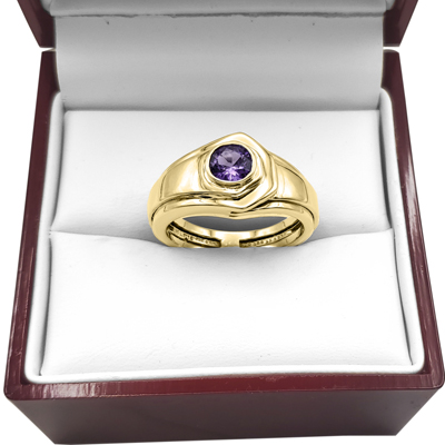 Men's Created Alexandrite Ring in 10K Gold