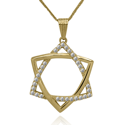 Lab Grown Diamond Star of David Pendant  in 10K